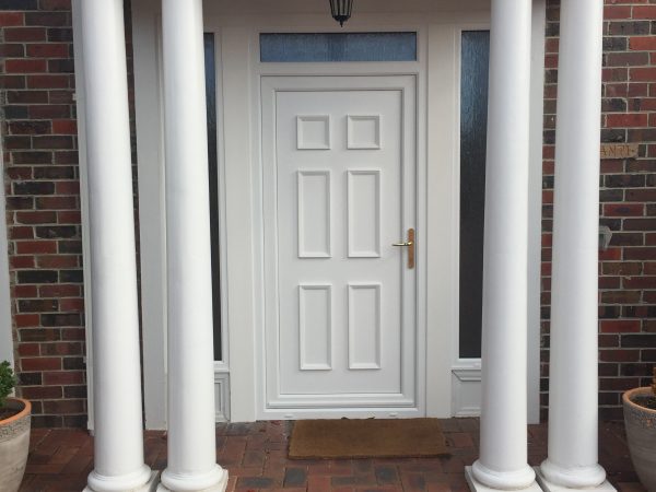 white front entrance door