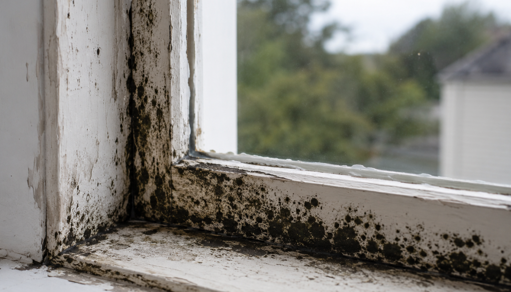 Mould developing on window frames from persistent condensation